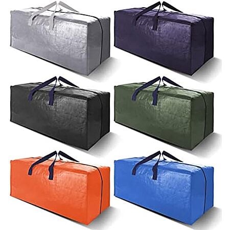[Lightning Deal] $19.97* | 6-Pack 24 Gal VELVETSURE Heavy Duty XL Moving Bags w/ Backpack Straps (Multicolor) at Amazon