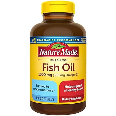 [SnS, AC] $10.72 | 2 × 150-Count Nature Made Burp Less Fish Oil Omega 3 Supplements, 1000mg Softgels ($5.37 each) at Amazon