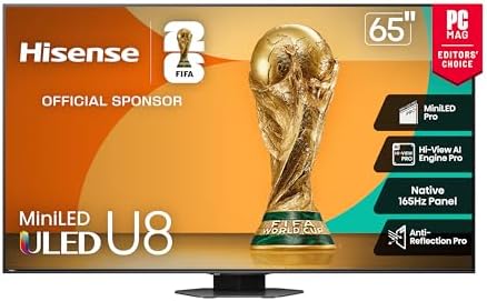 $799.96* | 65″ Hisense U8 Mini-LED ULED 4K UHD Google Smart TV (65U8QG, 2025 Model) at Amazon