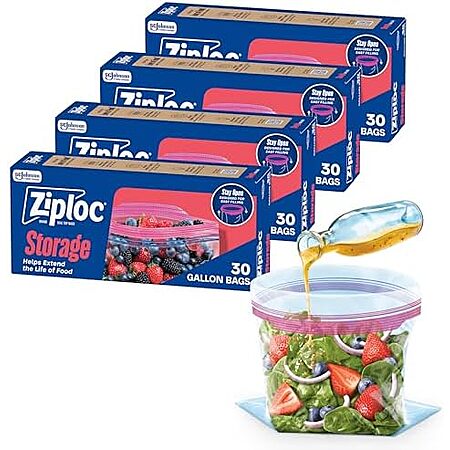 [SnS, AC] $10.56* | 4-Pack 30-Count Ziploc Gallon Food Storage Bags at Amazon