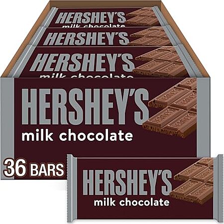 [SnS, AC] $25.07 | 36-Pack 1.55-Oz HERSHEY'S Milk Chocolate Candy Bars at Amazon