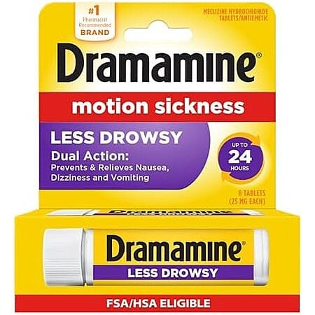 [SnS, AC] $1.94* | 8-Ct Dramamine Less Drowsy Motion Sickness Relief Tablets at Amazon