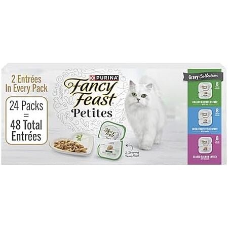 [SnS, AC] $14.04* | 24-Pack 2.8-Oz Purina Fancy Feast Petites Gourmet Wet Cat Food (Gravy Collection) at Amazon
