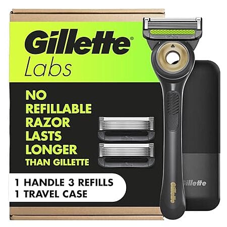 $14.02 | Gillette Labs Exfoliating Bar Shaving Razor w/ 1 Handle, 3 Blade Refills & Travel Case at Amazon