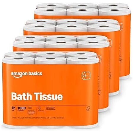 [SnS] $25.44 | 48-Pack 1000-Sheets Amazon Basics 1000 Sheet 1-Ply Bath Tissue at Amazon