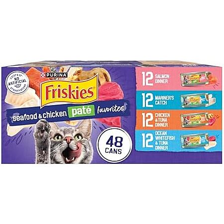[SnS, AC] $43.11* | 2 × 48-Pack 5.5-Oz Purina Friskies Pate Wet Cat Food (Variety Pack) ($21.55 each) at Amazon (44.9￠ each)