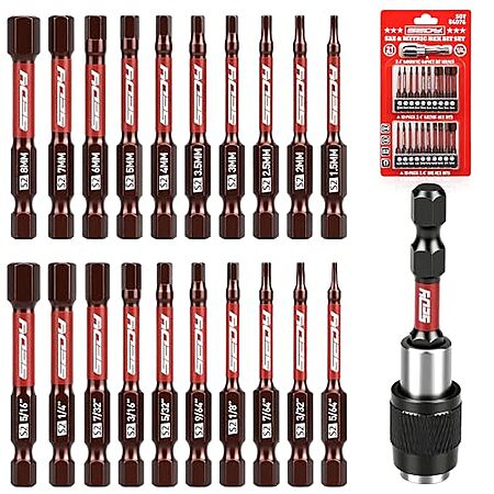$6.99* | 21-Pc Sedy 2.5" Hex Head Allen Wrench Drill Bit Set at Amazon