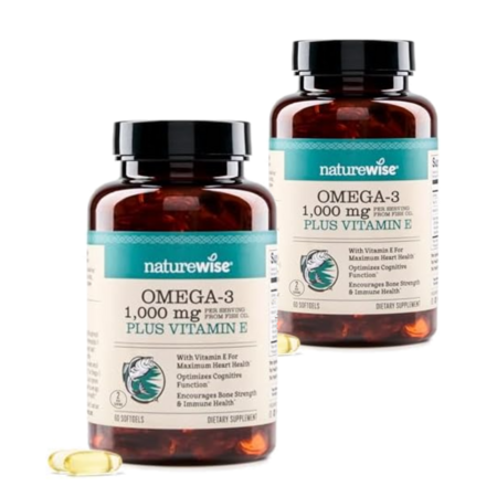 [SnS, AC] $6.99 | 2 × 60-Count NatureWise Extra-Strength Omega 3 Fish Oil Supplement - 1000mg Softgels (1-Month Supply) ($3.50 each) at Amazon