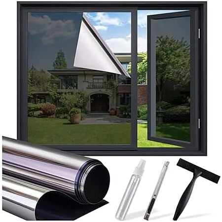 $5.65* | 17.5" x 78.7" One Way Privacy Window Film & Reflective Sun Blocking Window Tint at Amazon