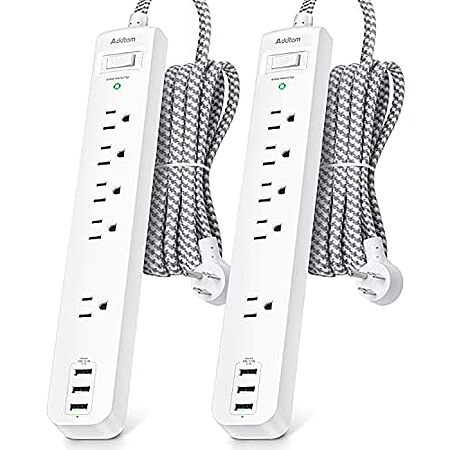 [Prime] $18.99* | 2-Pk 5' 5-Outlet Addtam Power Strip Surge Protector w/ 3 USB-A at Amazon