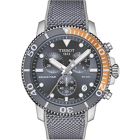 $500* | Men's Tissot 1853 Seastar 1000 45mm Chronograph Swiss Watch w/ Grey Dial at Amazon