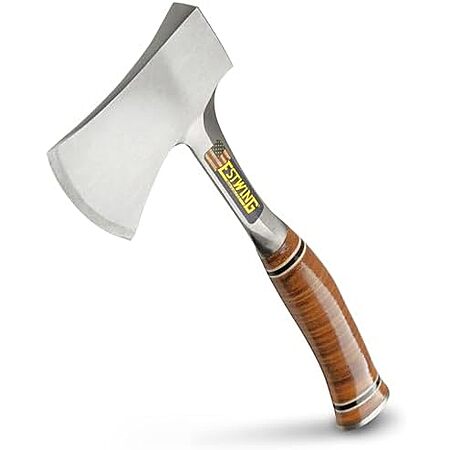 ESTWING Sportsman's Axe - 14" USA Made Camping Hatchet with Forged Steel Construction & Genuine Leather Grip - E24A