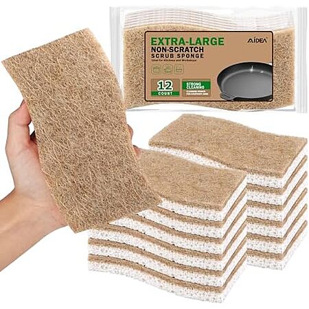 Prime Members: 12-Ct Aidea XL Non-Scratch Natural Dish Scrub Sponges
