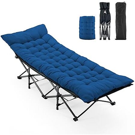 OLIXIS 74.4"x28" Folding Camping Cot w/ Cushion