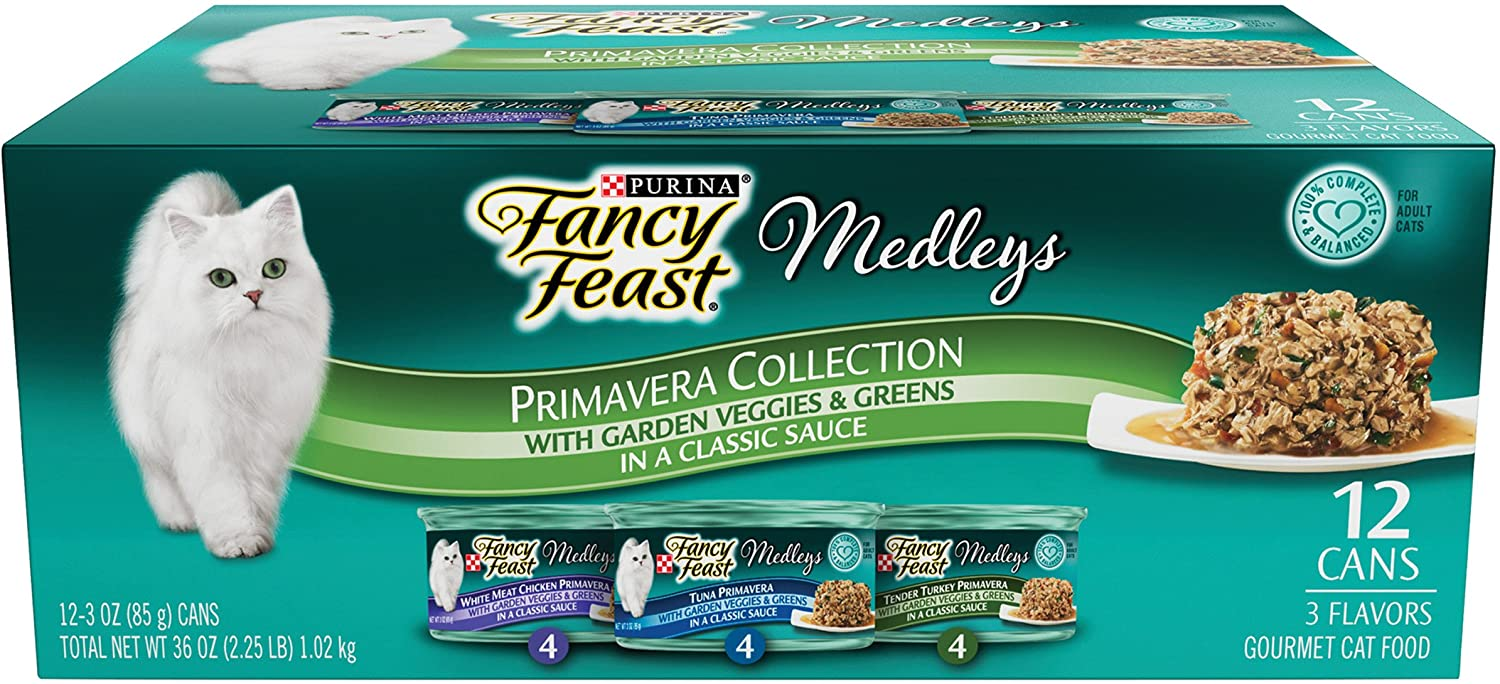 Amazon.com : Purina Fancy Feast Gravy Wet Cat Food Variety Pack, Medleys Primavera Collection - (2 Packs of 12) 3 oz. Cans : $10.79 (in stock soon) $10.79