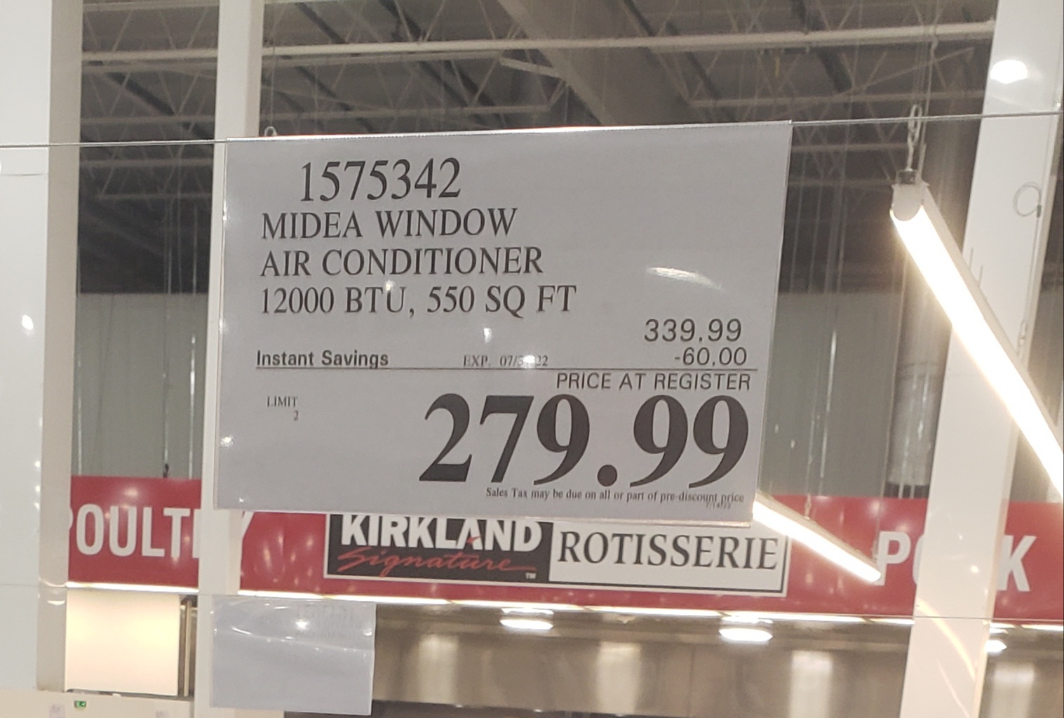 Costco InStores Only Midea 12000 BTU Window Air Conditioner 279.99