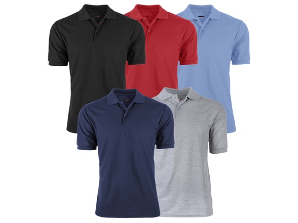 5-Pack GBH Short Sleeve Pique Men's Polo Shirts for $32.99