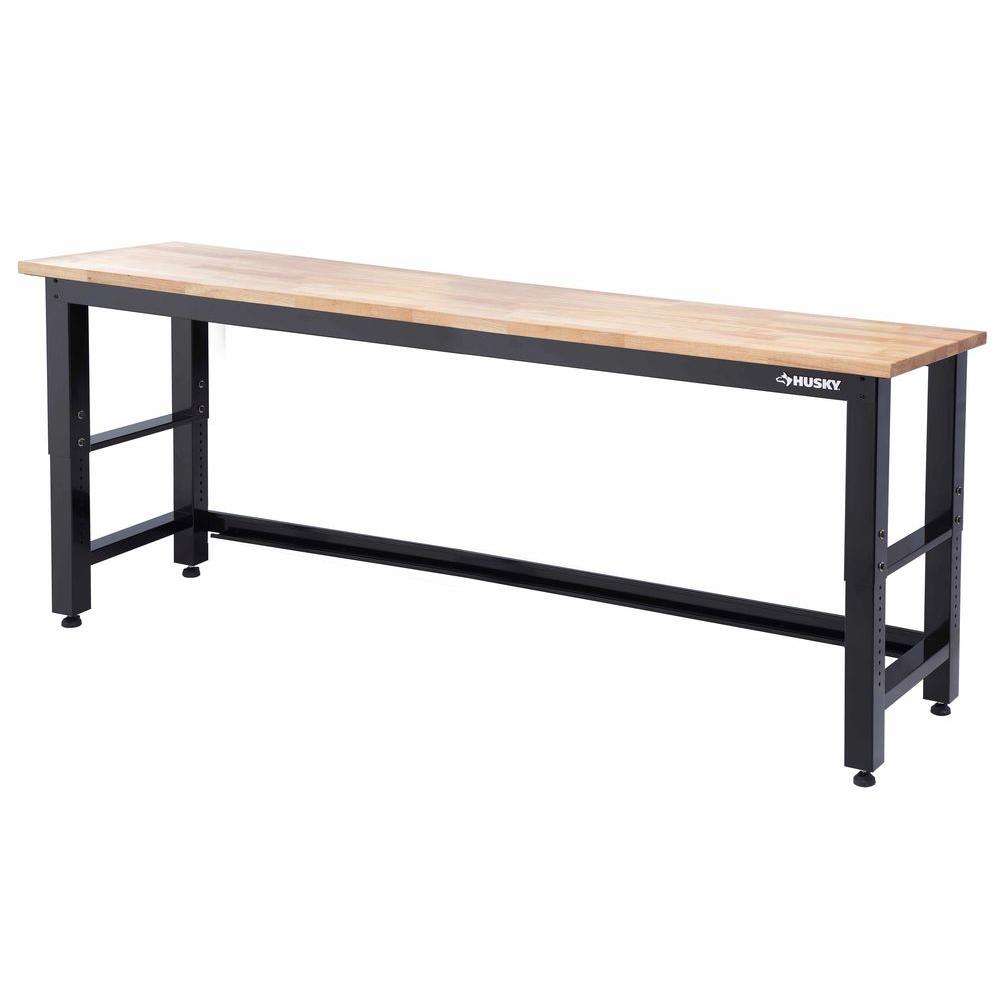 Husky 8 Ft Solid Wood Top Adjustable Height Workbench 257