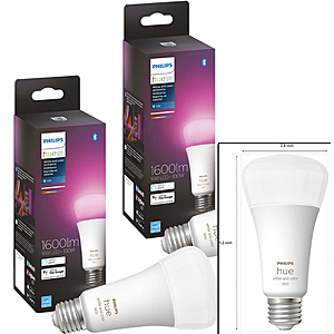 Philips Hue 100W White and Color Ambiance A21 LED Bulbs 2-pack $69.99
