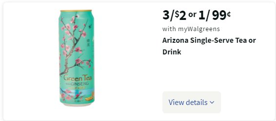 Arizona Tea - 20 oz. bottle or 23 oz. cans - 3 for $2.00