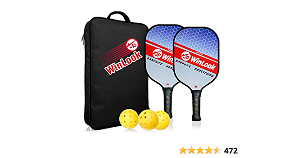 JP WinLook Pickleball Paddle Set of 2 - Pickleball Paddles for Women & Men with 3 Pickleball Balls for Indoor or Outdoor Play. Pickleball Set Includes 2 Rackets, 3 Pickle - $12.50