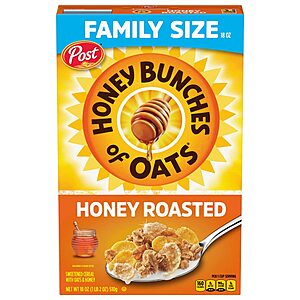 18-oz Family Size Honey Bunches of Oats Crunchy Honey Roasted Cereal alt=