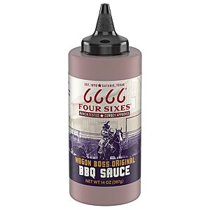 14oz 6666 Four Sixes Wagon Boss Original BBQ Sauce,$4.26 w/ S&S,$3.81 w/ 5 S&S