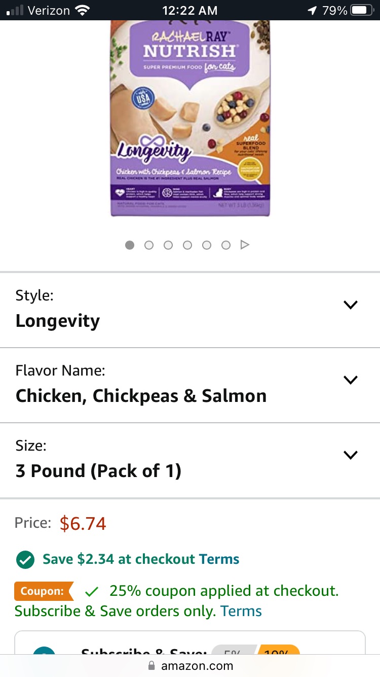 Rachael Ray 3 pound dry cat food $3.13 with coupon and ss discount
