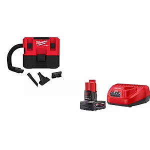 Milwaukee M12 FUEL 1.6 Gal Wet/Dry Vac with 4Ah Battery and Charger $129