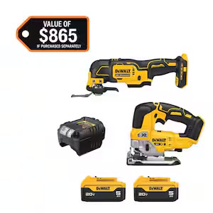 DeWalt 20V Lithium-Ion 2-Tool Cordless Combo Kit with (2) 5.0 Ah Batteries and Charger $299