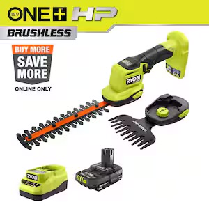 Ryobi ONE+ 18V Cordless Brushless Grass Shear and Shrubber Trimmer with 2.0 Ah Battery and Charger $89