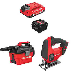 CRAFTSMAN V20 3Ah Advanced Battery Starter with 2Gal Wet/Dry Vac with Jig Saw $139