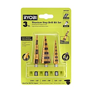 Ryobi Step Drill Bit Set (3-Pieces) $19.97