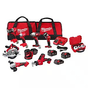 8-Tool Milwaukee M18 18V Kit w/ 2x 4 Ah XC Batteries + 2 Ah Battery & More $619 + Free S&H