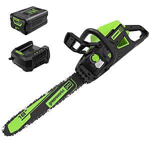 Greenworks 60V 18" Cordless Brushless Chainsaw w/ 5.0Ah Battery & Rapid Charger $170 + Free S&H