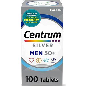 Select Accounts: 100-Ct Centrum Silver Men 50+ Multivitamin Tablets $1.85 w/ S&S