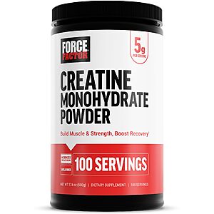Select Accounts: 1.1-lb Force Factor Creatine Monohydrate Powder (Unflavored) $9.15 w/ S&S