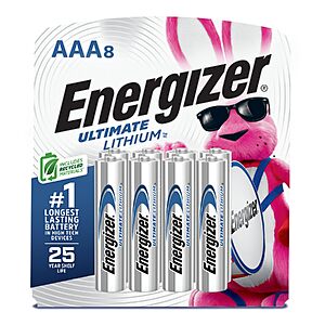 8-Ct Energizer Ultimate Lithium AAA Batteries $11.40 w/ S&S