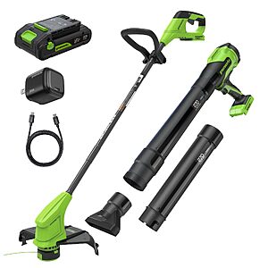 Greenworks 24V 12" String Trimmer & 270 CFM Blower Kit w/ 2.0Ah Battery $100 + Free S&H