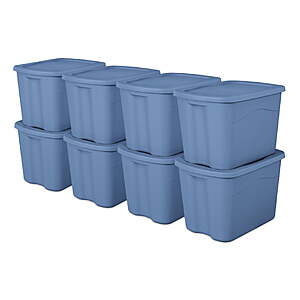 8-Pk 18-Gal Sterilite Large Storage Bin w/ Snap-on Lid (Blue) $37.95 + Free S&H
