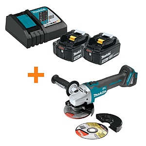 Makita 18V LXT Brushless Angle Grinder w/ 2x 5Ah Batteries & Charger $199 + Free S&H