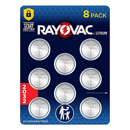 Rayovac 2032 Coin Batteries (8 Pack), CR2032 3V Lithium Batteries, Compatible with AirTag and Tile Pro Devices, Key Fobs, Watches and more $4.75