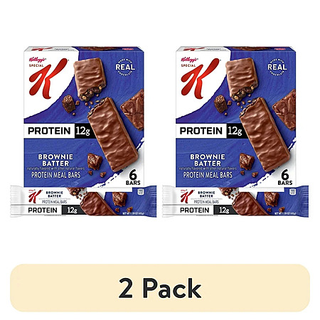 286 (2 pack) Special K Brownie Batter Chewy Protein Meal Bars, 12g Protein, 9.5 oz, 6 Count $5.98