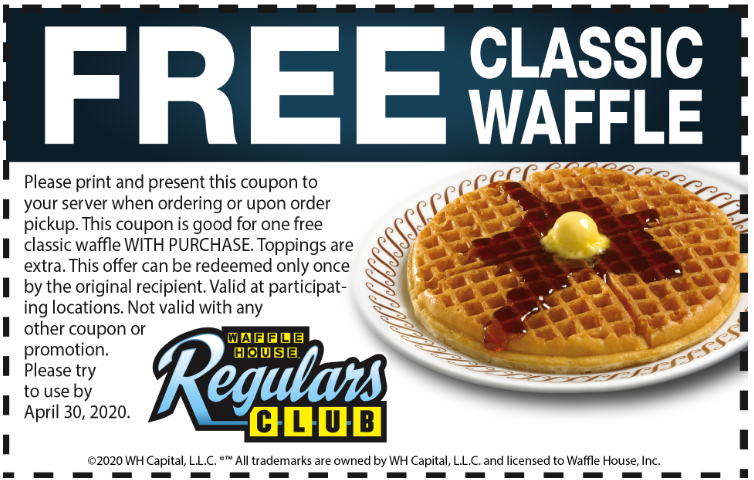Wafflehouse: Coupon for Free Classic Waffle With Purchase