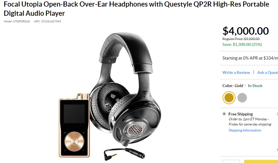 Focal Utopia Headphone + QUESTYLE QP2R DAP BUNDLE $4000
