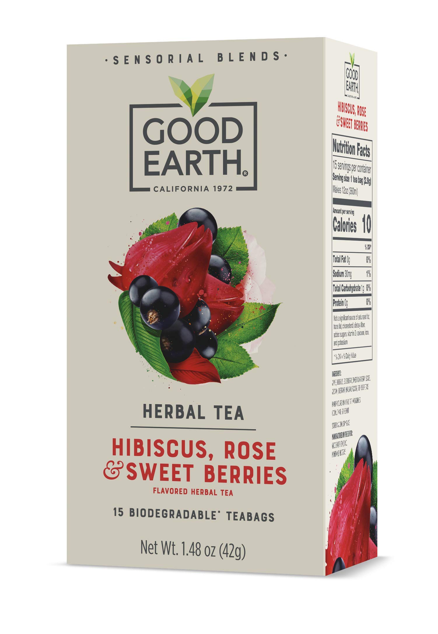 Good Earth Sensorial Blend All Natural Hibiscus, Rose and Sweet Berries Herbal Tea, 15 Count Tea Bags (Pack of 5) - $3.75 AC shipped w/ Amazon Prime