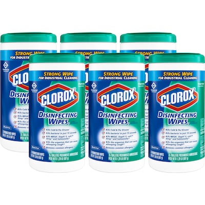 Clorox Commercial Solutions Disinfecting Wipes, Fresh Scent, 75 Wipes, 6 Canisters/Cs (CLO15949CT)