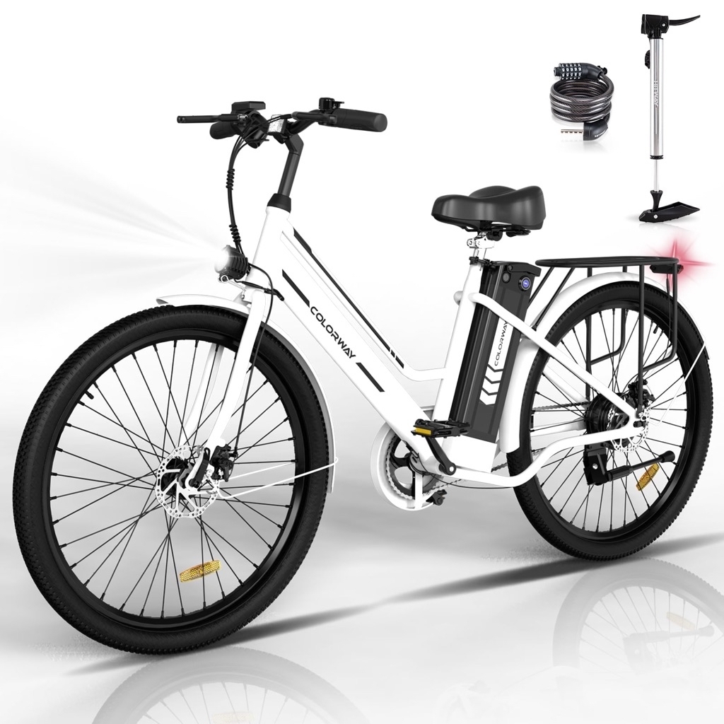 COLORWAY 26" Electric Bike for Woman, 500W Powerful Motor, 36V 12AH Removable Battery E Bike, , Max. Speed 19.9MPH Electric Bicycle UL2849 - $299.39