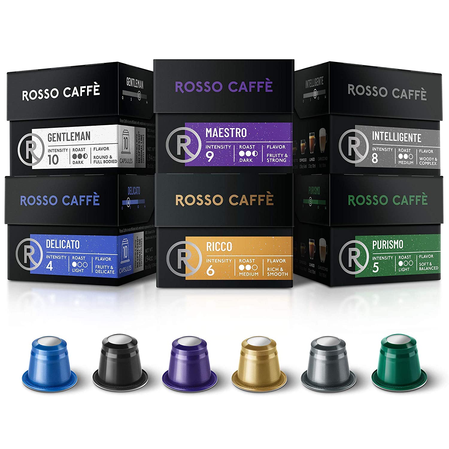Rosso Coffee Capsules for Nespresso Original Machine - 60 Gourmet Espresso Pods Variety Pack, Compatible with Nespresso Original Line Machines - $14.92