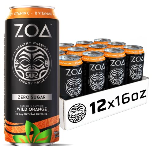 ZOA Zero Sugar Healthy Energy Drinks, 16 Fl Oz | Vitamin C, B6 & B12, Natural Caffeine | Wild Orange, (Pack of 12) $20.99 30% off today only!